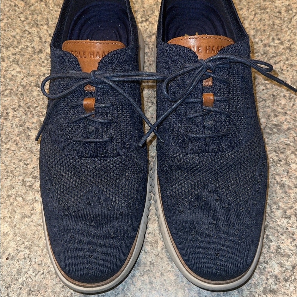 Cole Haan Men's Dark Blue Knit Oxfords